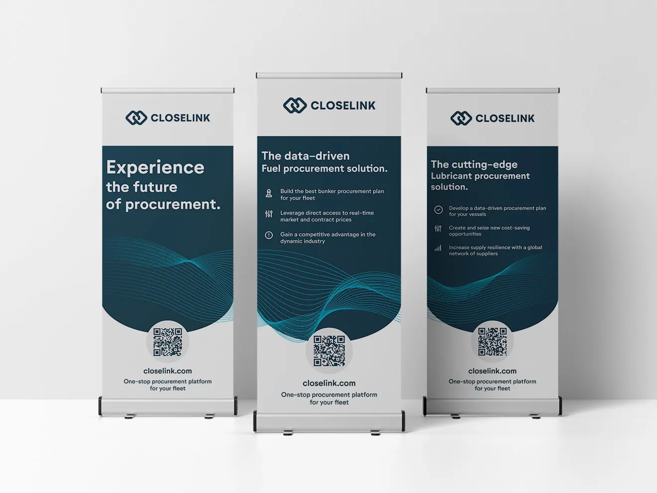 Trois roll-up Closelink pour un salon