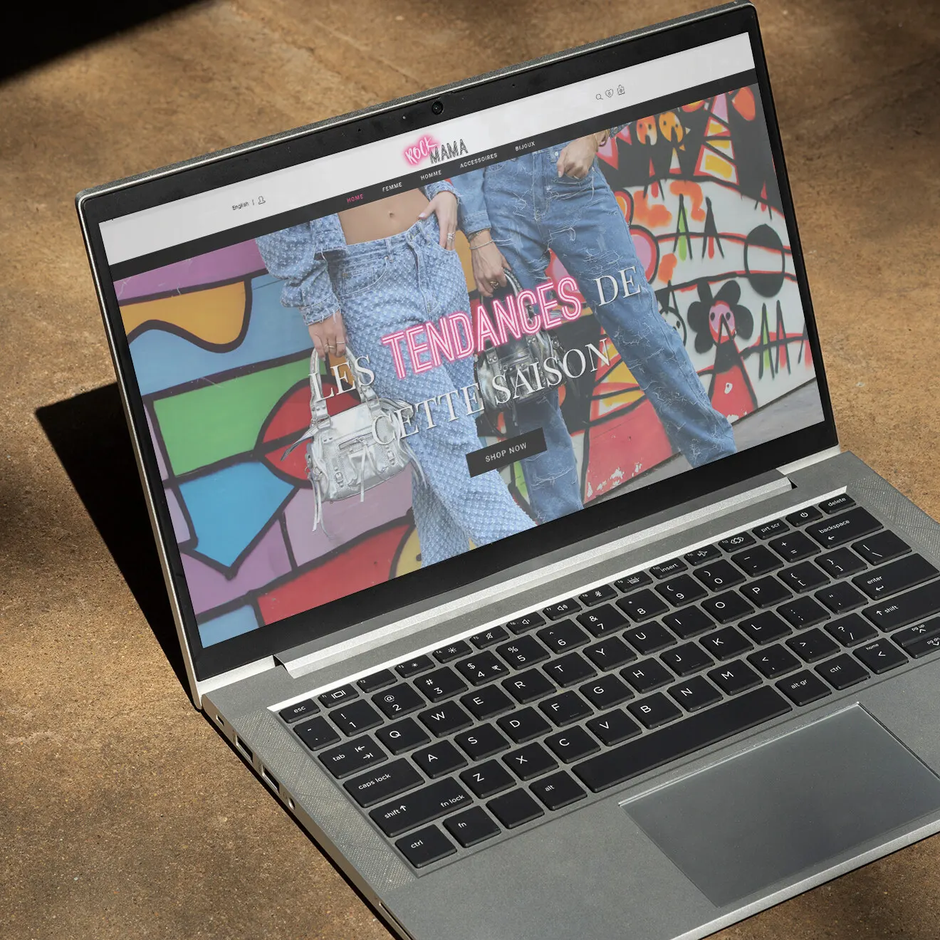 E-boutique Rock Mama sur un ordinateur portable