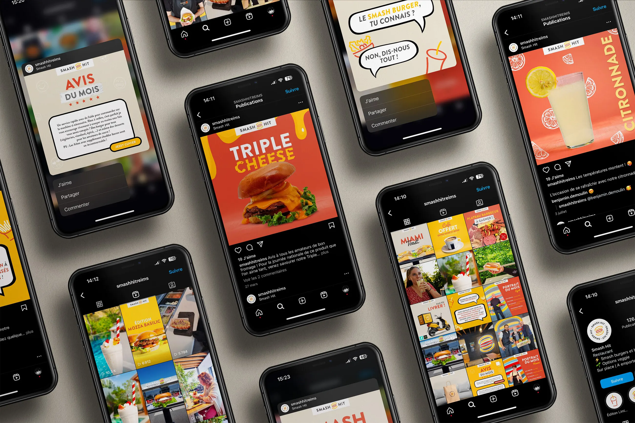 Publications Smash Hit sur une série de smartphones